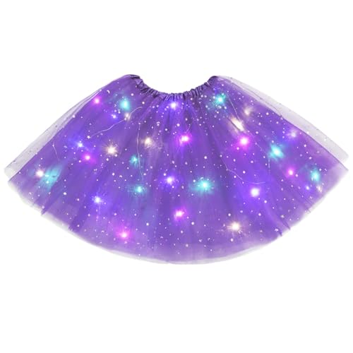 URAQT Jupe Tutu LED pour Femme, Jupe Tulle Femme Adulte Adolescent Parti Ballet Danse Fancy Dress Halloween Costume, Violet Foncé