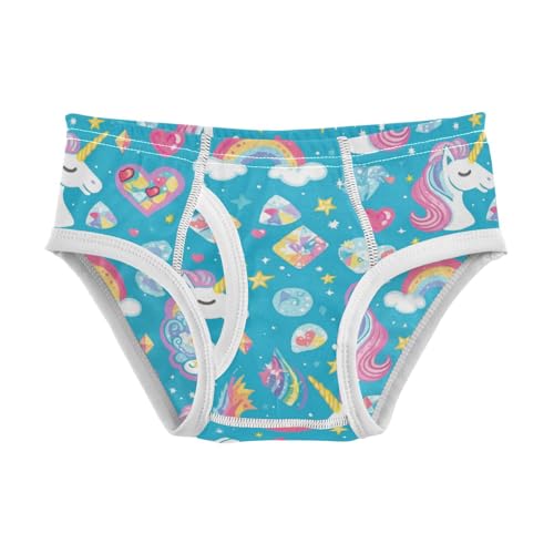 Wusikd Unicorns Head Hearts Boys' Underwear Cotton Diamonds Rainbows Boys Briefs Soft Toddler Underwear 2T