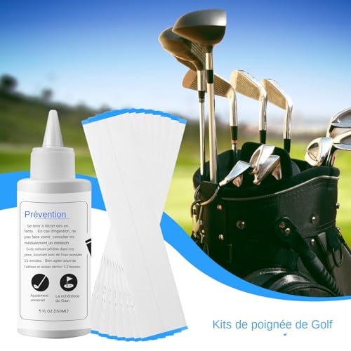 Kit de regrippage de golf comprenant accessoires de pose et solvant de sécurité