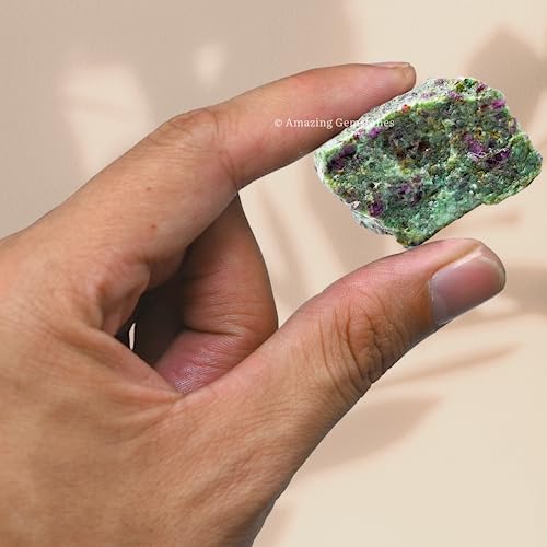 Image of Amazing Gemstone 2 Pieces Ruby Fuchsite Raw Crystals and Healing Stones, Natural Rocks for Tumbling and DIY Raw Stones and Crystals