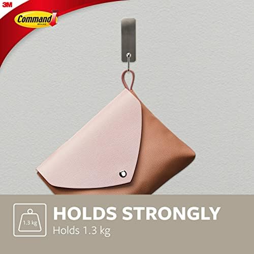 Command Decorative Hook, Brushed Nickel, Indoor use - 2 Metal Medium Hooks and 3 Adhesive Strips - Hang Jackets, Purses, Handbags, Backpacks, Hats, Scarves, Dog leads - Organise Damage Free