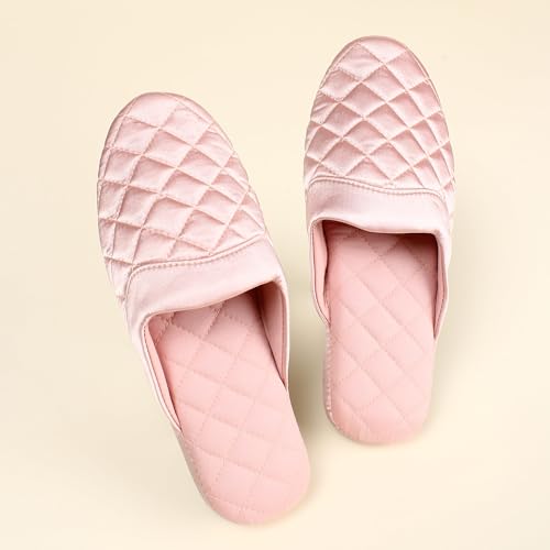 LMOY Elegant Satin Women's Slippers Indoor, Soft Cotton, Intricate Stitching, Lightweight Design, And Non-slip3