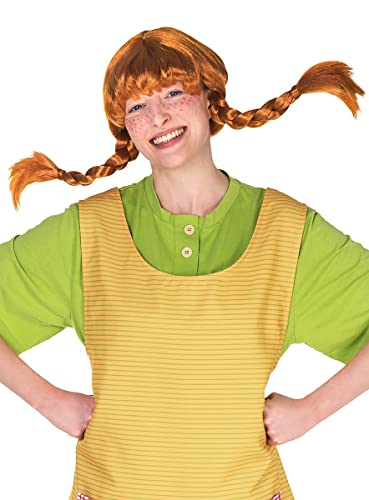 Maskworld Original Pippi Langstrumpf Perücke für Erwachsene - rote Haare mit 2 Zöpfen - Kostüm-Zubehör für Karneval Halloween & Motto-Party