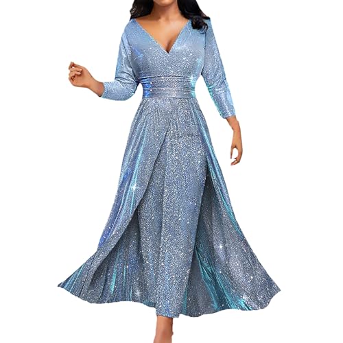 Blitzangebote des Tages Blitzangebote Strandkleid Damen Große Größen Sexy Damenkleid Mit Langen Ärmeln Und Pailletten, Großem Rock Und...