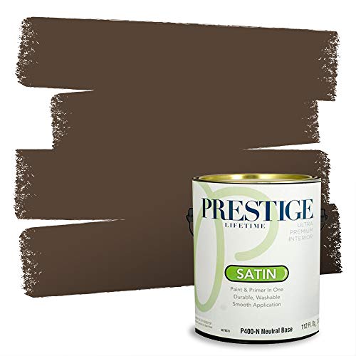 PRESTIGE Paints Interior Paint and Primer In One, 1-Gallon, Satin, Comparable Match of Sherwin Williams* Van Dyke Brown*