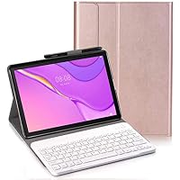 YGoal Tastiera Custodia per Huawei Matepad T 10S, [Italiana Layout con é.ç .§] 7 Colors Backlit Pelle PU Custodia con Rimovibile Wireless Tastiera per Huawei Matepad T10S, Rosa Oro