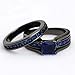 TWO RINGS His Hers Wedding Ring Sets Couples Rings Women's Black Gold Plated Blue Sapphire CZ Wedding Engagement Ring Bridal Sets & Men's Titanium Wedding Band