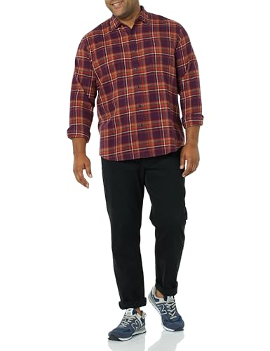 Image of Amazon Essentials Men's Regular Fit Long-Sleeve Flannel Shirt, Soft Brushed Cotton, Lightweight yet Warm