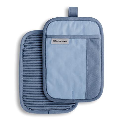 KitchenAid Beacon Two-Tone Non-Slip Pot Holder Set, Blue Velvet/Blue Heaven, 7"x10", 2 Piece by KitchenAid - Used condition - US$10.12