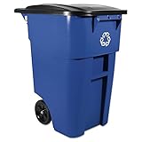 Rubbermaid Commercial Products BRUTE Rollout Trash/Garbage Can/Bin with Wheels, 50 GAL, Blue, for Restaurants/Hospitals/Offices/Back of House/Warehouses