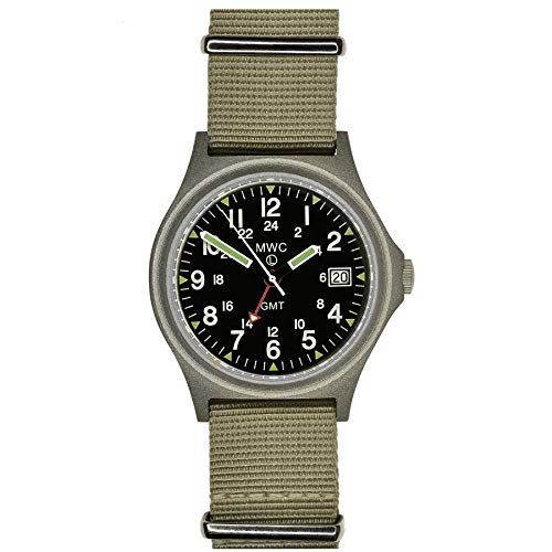 MWC GMT Orologio Militare Quarzo Uomo Data 100m Doppio Bracciale Nato