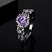 Synthetic Amethyst Ring for Women,18K Black Gold Plated Vintage Purple CZ Stone Wedding Band Gemstone Engagement Rings, Available Sizes 5-10 (10)
