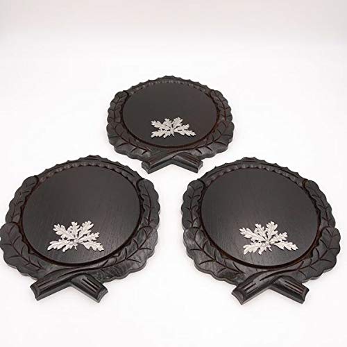 GTK - Juego de 3 placas de cuña talladas oscuras AF 19 cm con 3 hojas de roble de 6 hojas, portada de cuñas, tabla de especias, cartel para trofeos