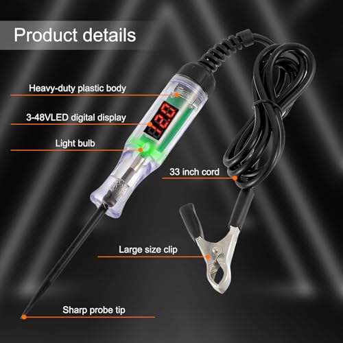 HUAREW Automotive Test Light 3-48V LED Digital Display Circuit Tester by HUAREW - Used condition - Image 3