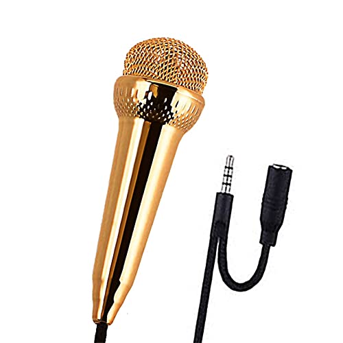 Sdoveb Mini Microphone, Anti-Noise Karaoke Condenser Microphone With Microphone Stand, 3.5 Dual-Channel Plug Small Microphone For Laptop Computer Tv Karaoke Phone (Gold) #TOP7