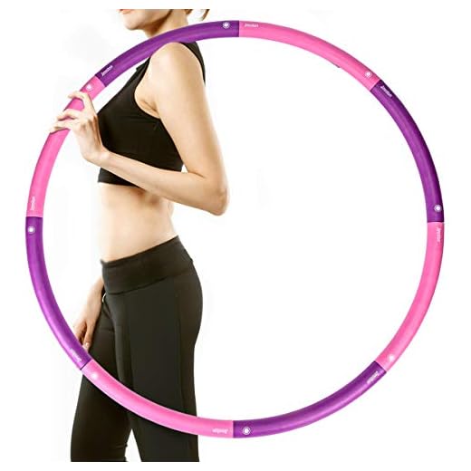 Jimniton Adults Weighted Hula Hoop 3 lb for Women Men, Detachable Professional Heavy Hoola Hoop for Weight Loss Fitness Exercise Workout (Pink & Purple)