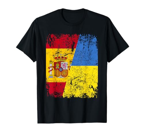 Ucrânia t-shirt espanhola bandeira da amizade ucrânia t-shirt, Preto, S
