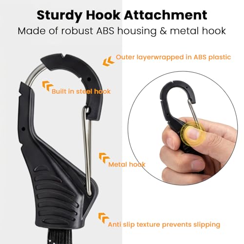 Image of STHIRA 2Pcs Adjustable Motorcycle Bicycle Bungee Cord for Bike Luggage 60 /90cm Elastic Tie Down Straps with Hooks Reflective High Elasticity Webbing Cargo Straps for Motorbike Scooter