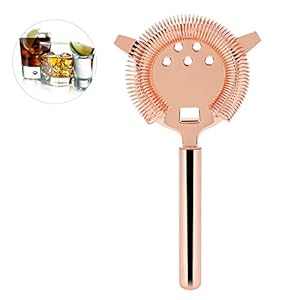 Cocktailzeef, barzeef, cocktail met stabiliserende tanden van roestvrij staal en veerspoel, Hawthorne zeef voor alle glazen en shakers, housewarming (roodgoud)