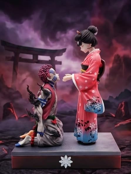 Image of Demon Slayer Akaza and Koyuki Action Figure Statue - Hakuji and Koyuki Emotional Scene Anime Collectible Figurine, PVC Model Desk & Room Decor Gift for Fans