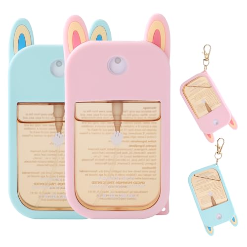 2 Pack Silicone Case for Touchland Hand Sanitizer Spray – Protective Soft Cover with Keychains for 1 FL OZ/30 mL(Blue&Pink)