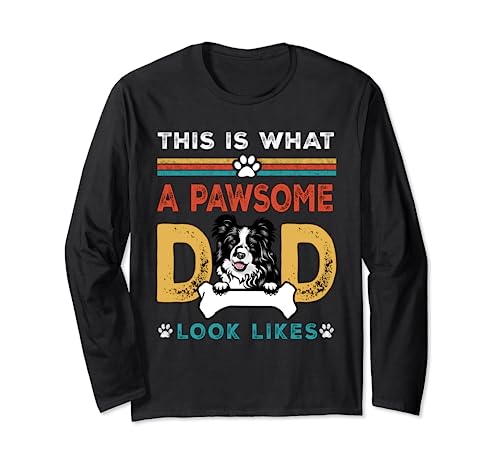 This Is What A Pawsome Dad Look Likes Border Collie Dog Dad Manga Larga