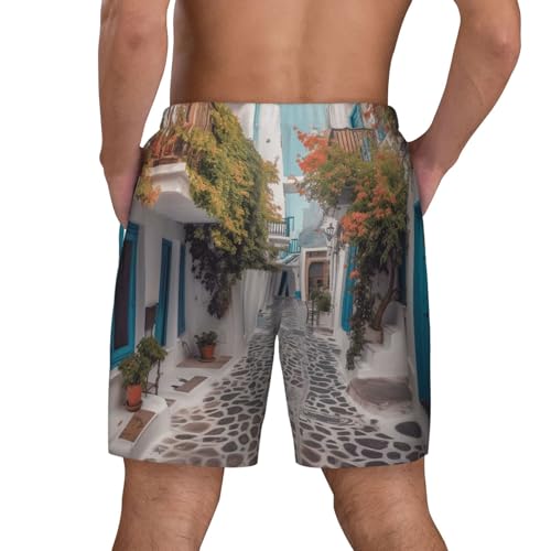Men's Swim Trunks Quick Dry Board Shorts Greece Street Beach Shorts with Pocket Bathing Suits for Men3