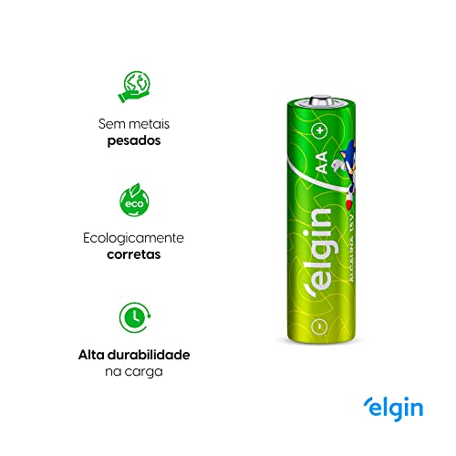 Pilha Alcalina AA com 16 unidades Elgin Comum