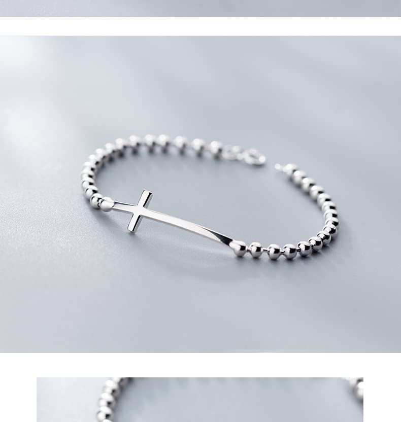 Bracciale Croce in Argento Sterling 925 e Regalo di Gioielli da Donna Bangle Fit