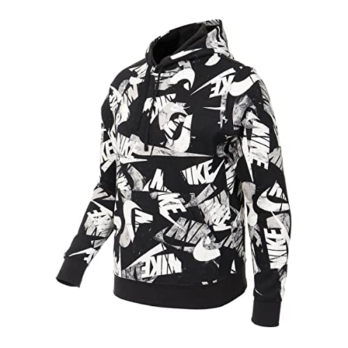 Sweat à capuche Nike Swoosh DM6881-010 noir blanc imprimé taille S