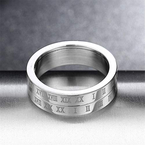 Image of PAURO Roman Numerals Spin Worry Ring | Unisex Stainless Steel, Roman Numerals Spin Worry Ring for Anxiety