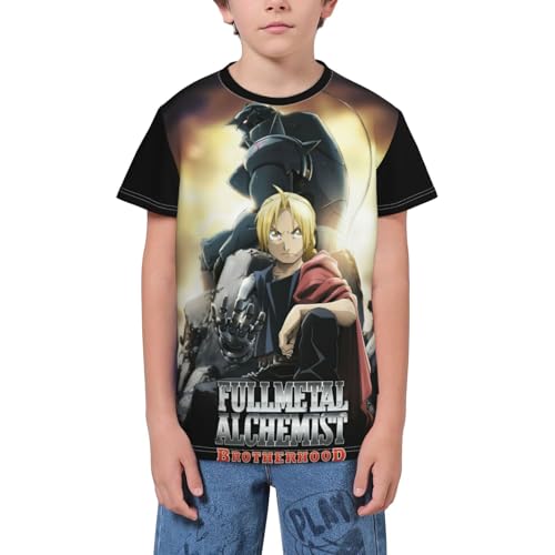 Girl T Shirts for Full Metal Alchemistes Tops,Casual 3D Print Short-Sleeve tee for School