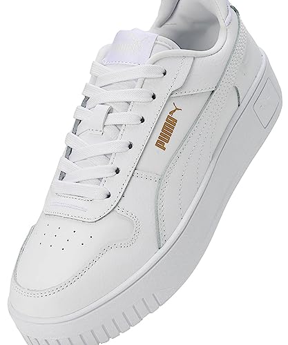 Image of PUMA Women's Carina Street Sneaker, Puma White Puma White Puma Gold, 6.5