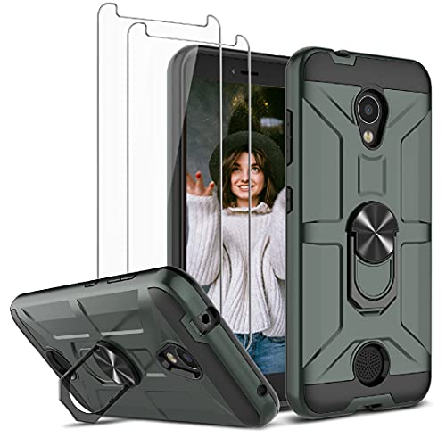 Jelly Case for Coolpad Legacy S Case, Coolpad Legacy SR Case, Coolpad Legacy S 3648A Case, Coolpad 3648A Case with Magnetic Ring Car Mount Kickstand Holder Rugged Protective Case Cover, Midnight Green