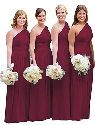 ebay burgundy bridesmaid dresses Round Neck Tulle Floor Length Burgundy Bridesmaid Dress, Burgundy / 4