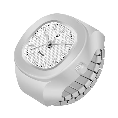 Image of Shocknshop Analog Fashion Stainless Steel Square Silver Ladies Ring Watch for Women -W165