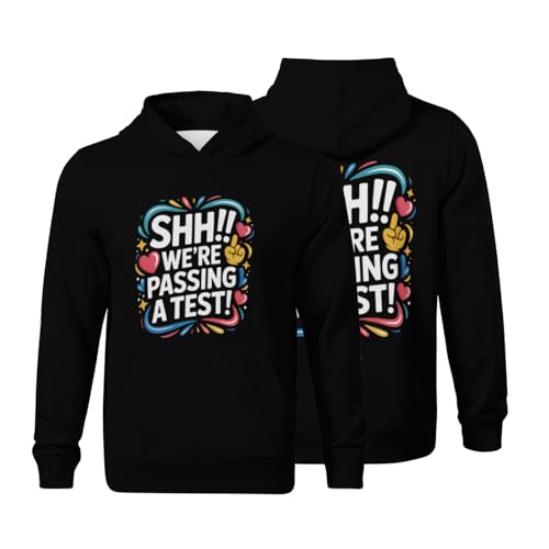 Kids Shhh Were Passing Test School Boys Girls Lightweight Kangaroo Pocket Fleece Hoodies