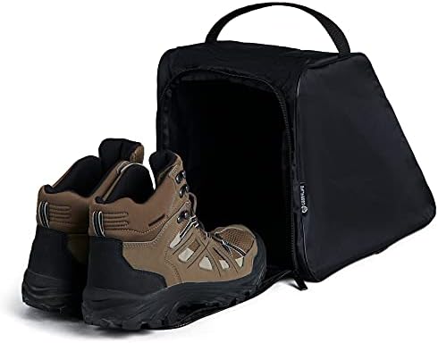 Case4Life - Walking Boot Bag for Adults or Children - Ideal for Hiking Boots, Work Boots, Golf and Rugby/Football Boots - Black Water Resistant Hiking Boot Bag, Black, 12