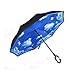Produktbild YUEMING Stockschirme Inverted stockschirme reversion regenschirm, Innovative schirme double layer winddicht regenschirm Taschenschirm inverted Stockschirme mit C GriffBlauer himmel