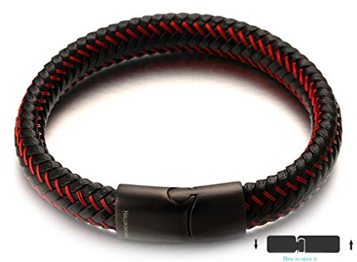 Pulsera de cuero genuino hombre con cierre magnético ajustable miniatura 6