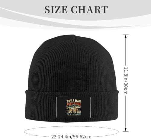 Buy A Man Eat Fish He Day Teach Fish Man to A Lifetime Warm Knit Hat Cap Women Men for Winter Outdoor Black - 2