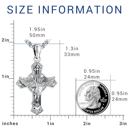 Image of Eusense Cross Necklace for Women Men Crucifix Pendant Sterling Silver 925 Cruz De Caravaca Cross Jesus Crucifix Jewelry