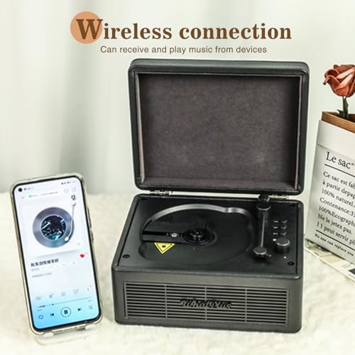 Image of Portable CD Player with Bluetooth 5.2, Rechargeable Battery & Built-in Speakers - Hi-Fi Retro Suitcase Design for Home Decor, AUX /TF Card Support - Ideal Gift (Black)