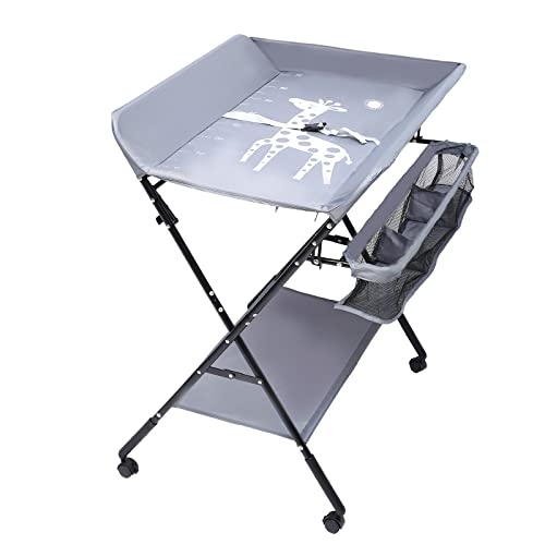Cambiador de Bebé 0-12 meses, Tela Oxford Altura Ajustable, Capacidad 25kg Gris