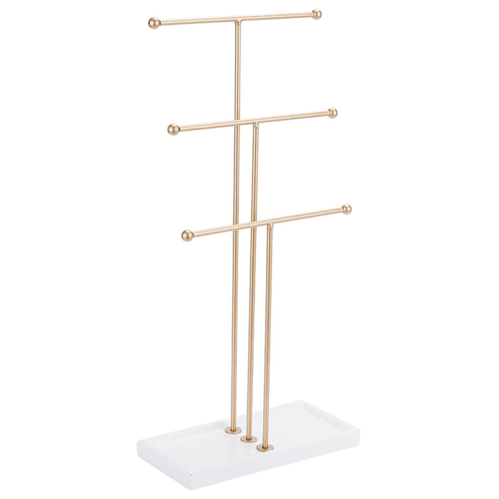 AZHKJKZH Jewelry Display Stand 3 Tier Jewelry Display Stand With Tray Women Bracelet Holder Desktop Rack Storage Storage(Gold)