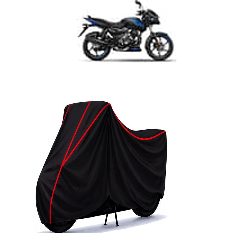 Image of Bajaj Discover 125 Drum Water Resistant Bike Cover for All Motorcycles & Rain | Heavy Duty Taffeta Fabric | UV Protection, Dustproof, Scratchproof | All Weather Two Wheeler Cover with Elastic Bottom