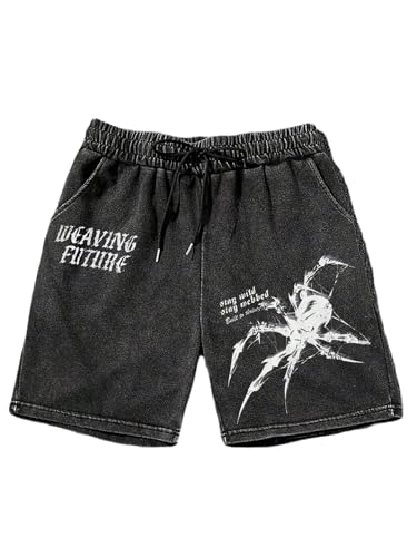 GORGLITTER Men's Letter Graphic Y2K Track Basketball Drawstrin Shorts Black