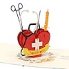 CUTE POPUP – Medizinische Dankeskarte mit Superhelden-Herz-Design, Geburtstagskarte, Krankenschwester-Karte, Karte, die an Sie denkt, besondere Überraschung für Ärzte, Sanitäter, Gesundheitspersonal