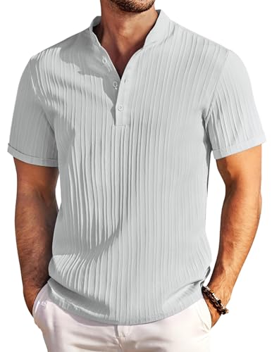 T-shirt Henley manches courtes homme col boutonné pour look décontracté XL