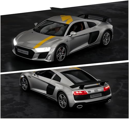 Image of Die-Cast Model Car, 1:32 Scale, Black with Gold Accentsband Hood Pull Back Super Car with Openable Doors Sound and Light for Birthdays Gift Party Decorations (Audi 1:32)